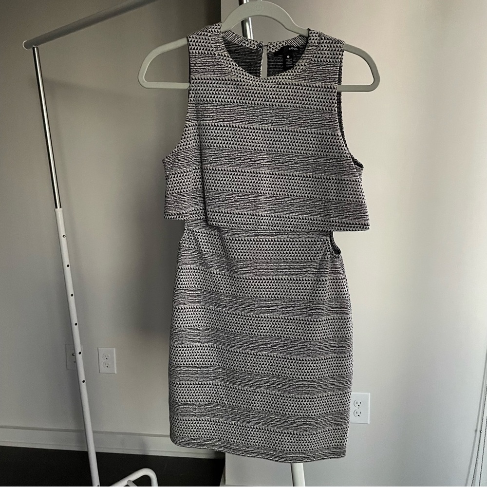 Aqua Black Patterned Dress